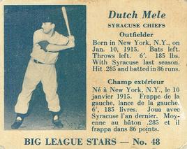 1950 Big League Stars (V362) #48 Dutch Mele Front