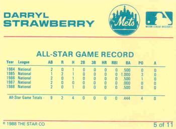 1989 Star Darryl Strawberry Blue #5 Darryl Strawberry Back