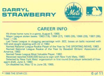1989 Star Darryl Strawberry Blue #6 Darryl Strawberry Back