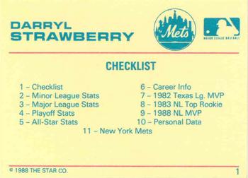 1989 Star Darryl Strawberry Purple #1 Darryl Strawberry Back