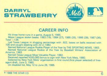 1989 Star Darryl Strawberry Purple #6 Darryl Strawberry Back