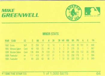 1990 Star Platinum #64 Mike Greenwell Back