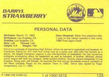 1990 Star Platinum #125 Darryl Strawberry Back