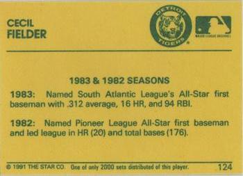 1991 Star Diamond #124 Cecil Fielder Back