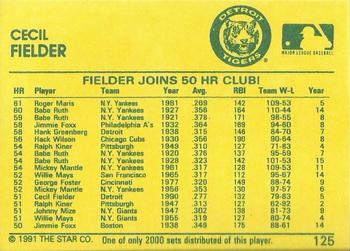 1991 Star Diamond #125 Cecil Fielder Back
