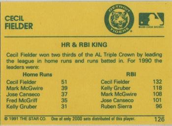 1991 Star Diamond #126 Cecil Fielder Back