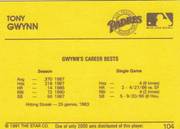 1991 Star Diamond #104 Tony Gwynn Back