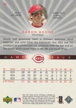2003 Upper Deck Game Face - UD Promos #33 Aaron Boone Back