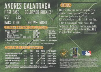 1996 Stadium Club - Extreme Winners Silver #EW3 Andres Galarraga Back