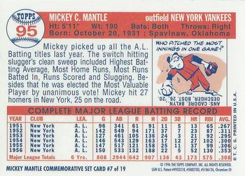 1996 Topps - Mickey Mantle Commemorative Reprints Finest #7 Mickey Mantle Back