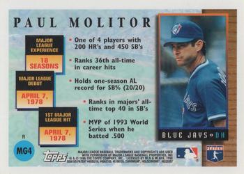 1996 Topps Chrome - Masters of the Game Refractor #MG4 Paul Molitor Back