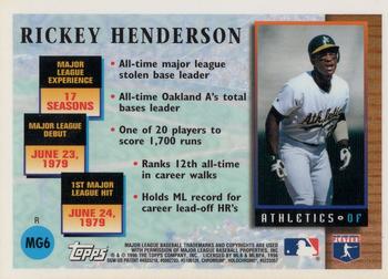 1996 Topps Chrome - Masters of the Game Refractor #MG6 Rickey Henderson Back