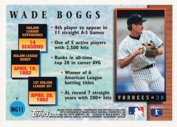 1996 Topps Chrome - Masters of the Game Refractor #MG11 Wade Boggs Back