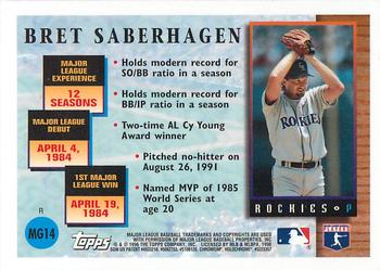 1996 Topps Chrome - Masters of the Game Refractor #MG14 Bret Saberhagen Back