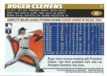 1996 Topps Chrome - Refractors #65 Roger Clemens Back