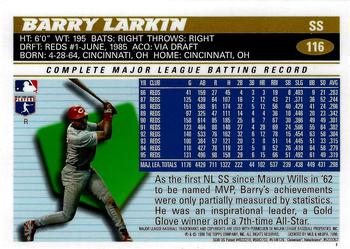 1996 Topps Chrome - Refractors #116 Barry Larkin Back