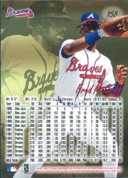 1997 Ultra #158 Fred McGriff Back