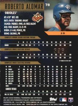 1996 Topps Gallery - Player's Private Issue #78 Roberto Alomar Back
