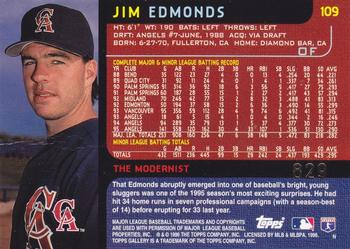1996 Topps Gallery - Player's Private Issue #109 Jim Edmonds Back
