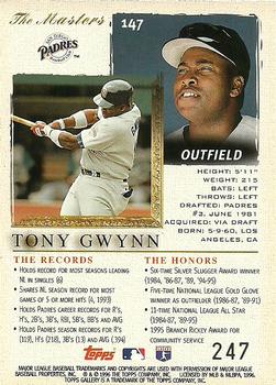 1996 Topps Gallery - Player's Private Issue #147 Tony Gwynn Back