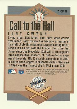 1996 Ultra - Call to the Hall Gold Medallion #3 Tony Gwynn Back
