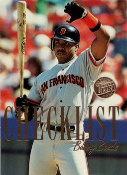 1996 Ultra - Checklists (Series One) Gold Medallion #2 Barry Bonds Front