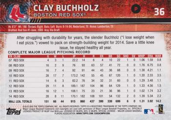2015 Topps Opening Day - Blue #36 Clay Buchholz Back