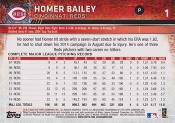 2015 Topps Opening Day - Blue #1 Homer Bailey Back