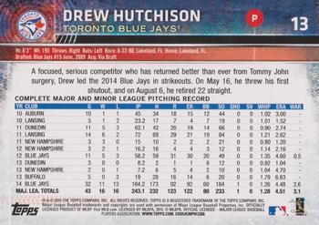 2015 Topps Opening Day - Blue #13 Drew Hutchison Back