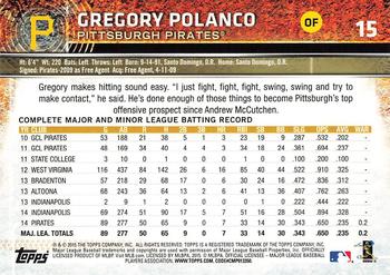 2015 Topps Opening Day - Blue #15 Gregory Polanco Back