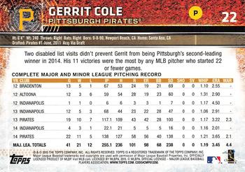 2015 Topps Opening Day - Blue #22 Gerrit Cole Back