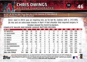 2015 Topps Opening Day - Blue #46 Chris Owings Back