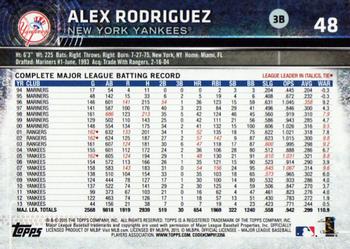 2015 Topps Opening Day - Blue #48 Alex Rodriguez Back