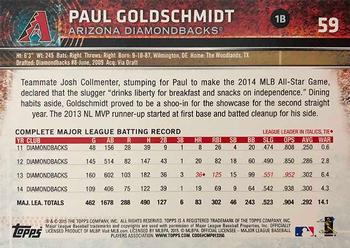2015 Topps Opening Day - Blue #59 Paul Goldschmidt Back