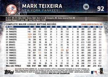 2015 Topps Opening Day - Blue #92 Mark Teixeira Back