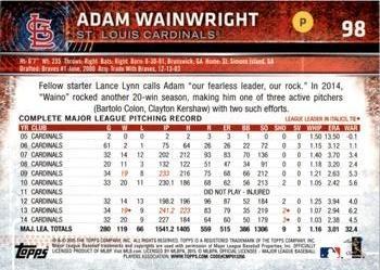 2015 Topps Opening Day - Blue #98 Adam Wainwright Back