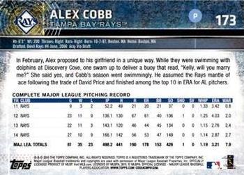 2015 Topps Opening Day - Blue #173 Alex Cobb Back