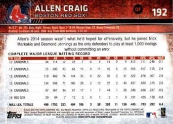 2015 Topps Opening Day - Blue #192 Allen Craig Back