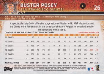 2015 Topps Opening Day - Black #26 Buster Posey Back