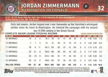 2015 Topps Opening Day - Black #32 Jordan Zimmermann Back
