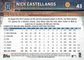 2015 Topps Opening Day - Black #43 Nick Castellanos Back