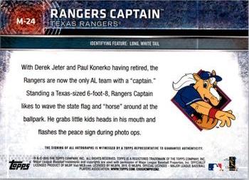 2015 Topps Opening Day - Mascots #M-24 Rangers Captain Back