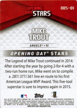 2015 Topps Opening Day - Opening Day Stars #ODS-01 Mike Trout Back