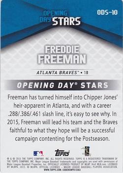2015 Topps Opening Day - Opening Day Stars #ODS-10 Freddie Freeman Back