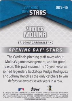 2015 Topps Opening Day - Opening Day Stars #ODS-15 Yadier Molina Back