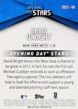 2015 Topps Opening Day - Opening Day Stars #ODS-18 David Wright Back