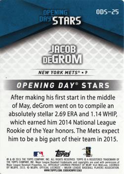 2015 Topps Opening Day - Opening Day Stars #ODS-25 Jacob deGrom Back