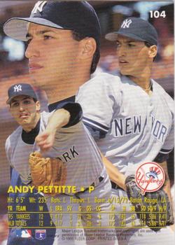 1996 Ultra - Gold Medallion #104 Andy Pettitte Back