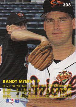 1996 Ultra - Gold Medallion #308 Randy Myers Back