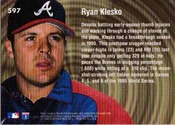 1996 Ultra - Gold Medallion #597 Ryan Klesko Back